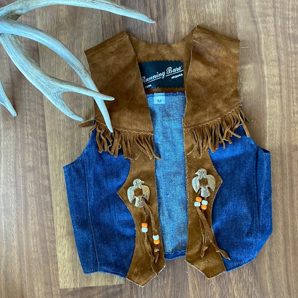 Running Bare suede leather fringe western boho vest